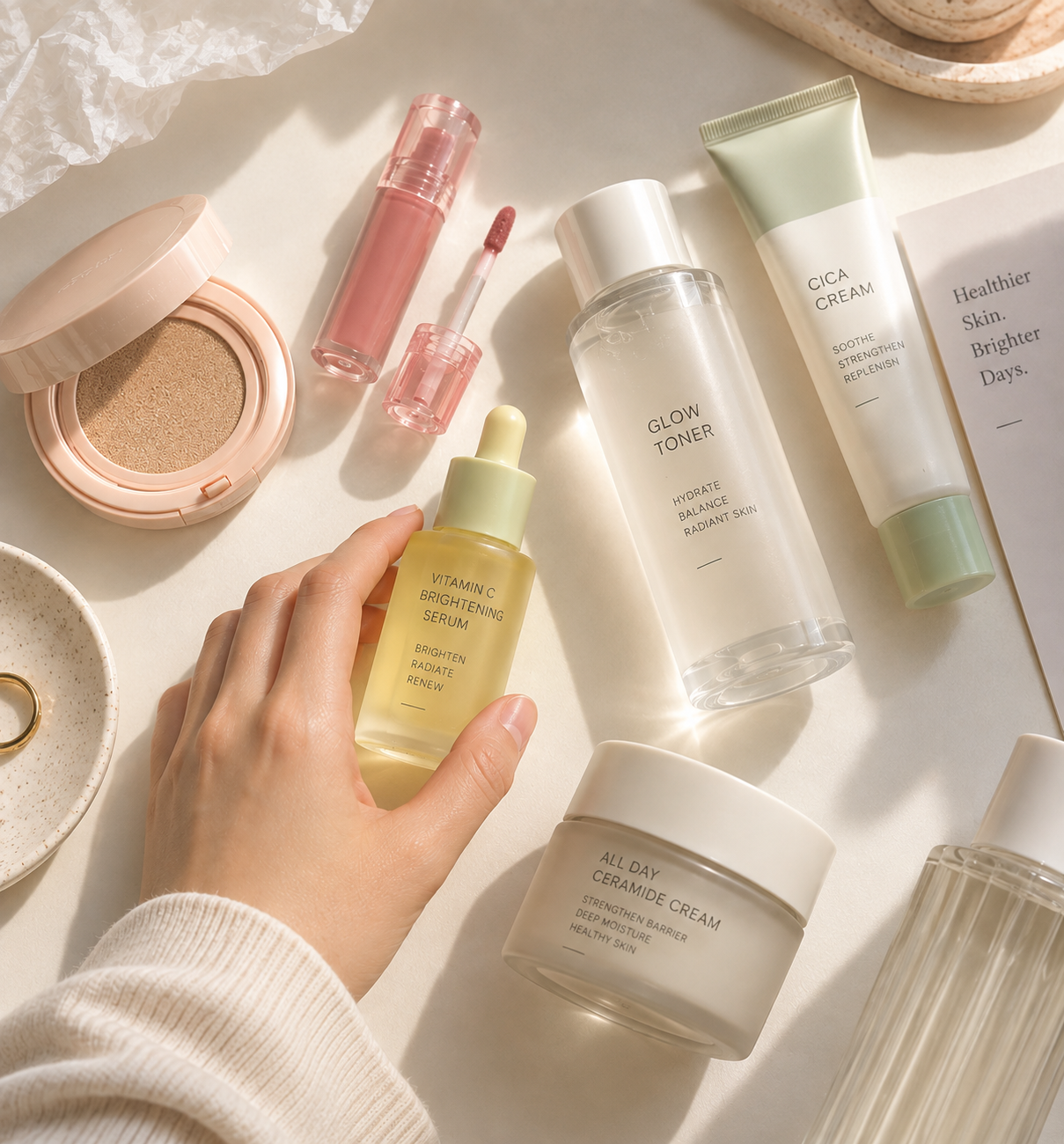K-Beauty Discovery — Korean beauty skincare product flatlay
